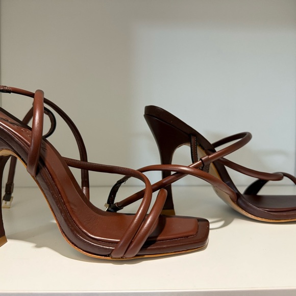 Schutz Lovi Brown Strappy Ankle Strap Sandals  Size 8 Nappa Leather  Brand New - Picture 5 of 8